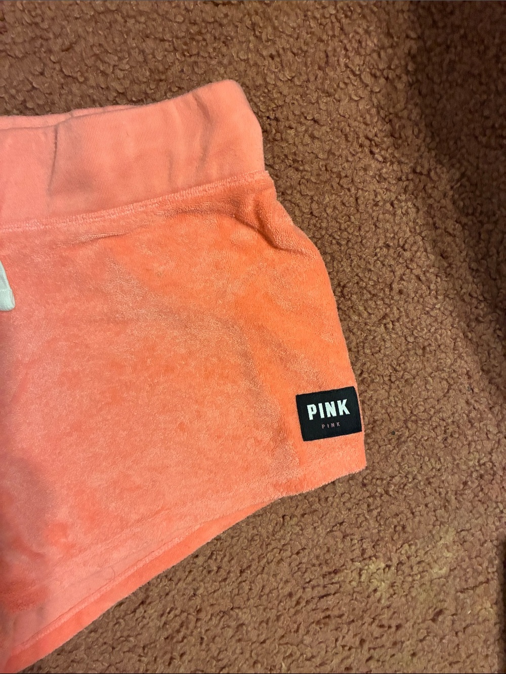 Victoria's Secret PINK Coral Terrycloth Drawstring Shorts, Size Medium - Picture 3 of 6
